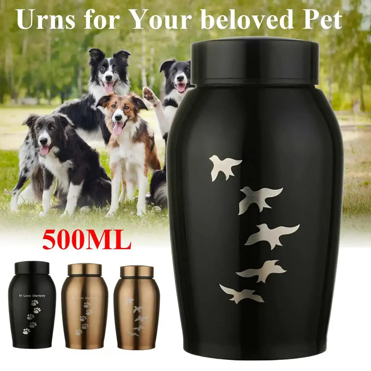 Multi-Colored Stainless Steel Pet Cremation Urn – Sealed Memorial Jar for Dog, Cat, Bird & Small Animal Ashes, Pet Loss Souvenir