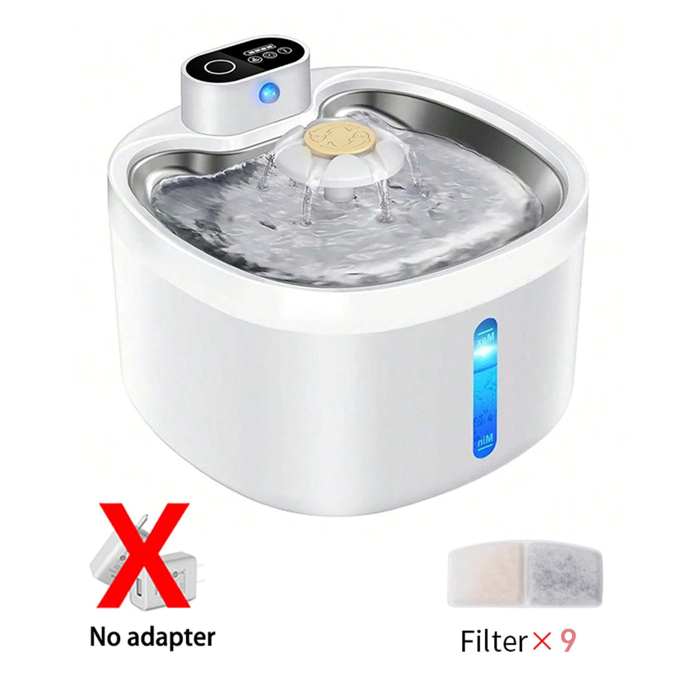 Wireless Charging Pet Water Fountain 2.6L – Smart Automatic Cat & Dog Drinking Dispenser with Filter