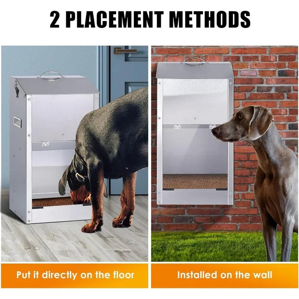 Automatic Dog Feeder – 25lbs Large Capacity Stainless Steel Gravity Pet Feeder for Large Breeds