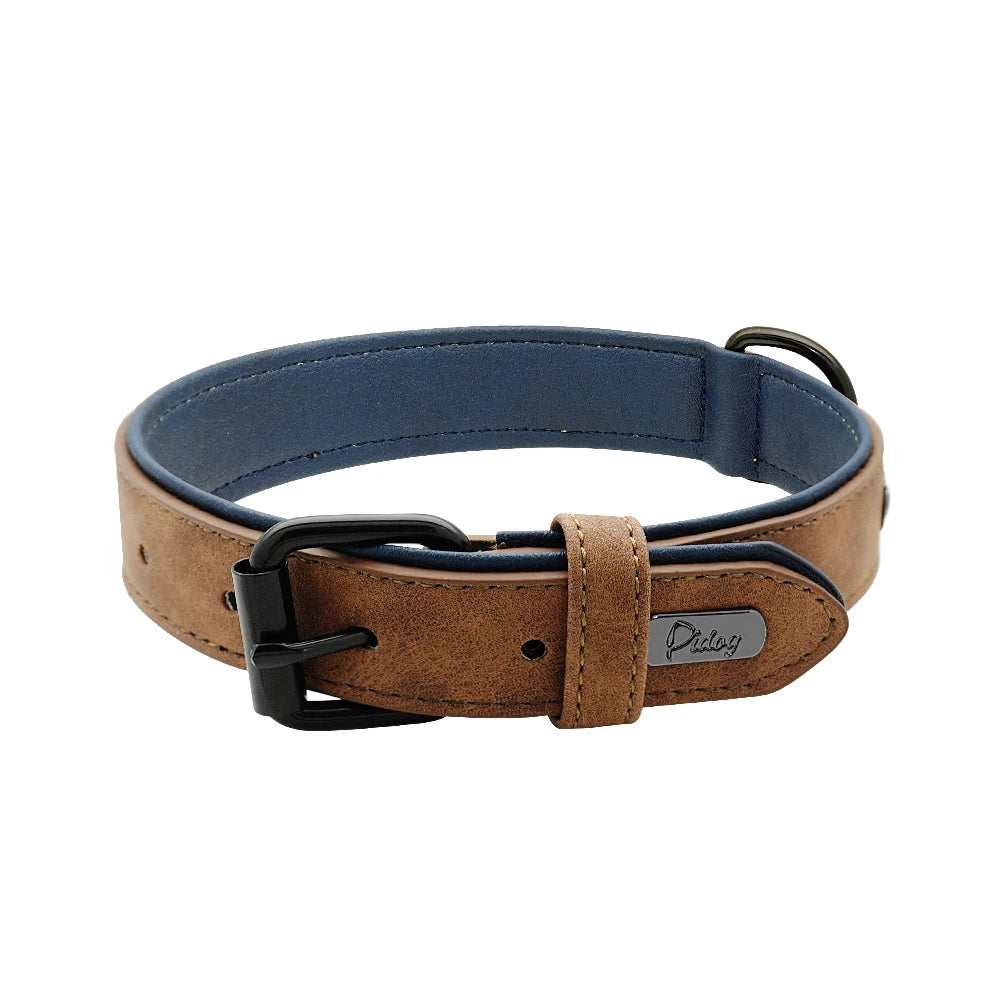 Large Dog Collar – Soft Padded Real Leather Collar for Big Dogs like Rottweiler, Labrador & Pitbull