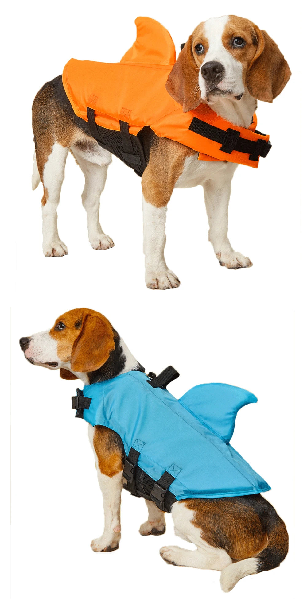 Shark Dog Life Jacket – Enhanced Buoyancy Safety Vest with Handle for Small, Medium & Large Dogs