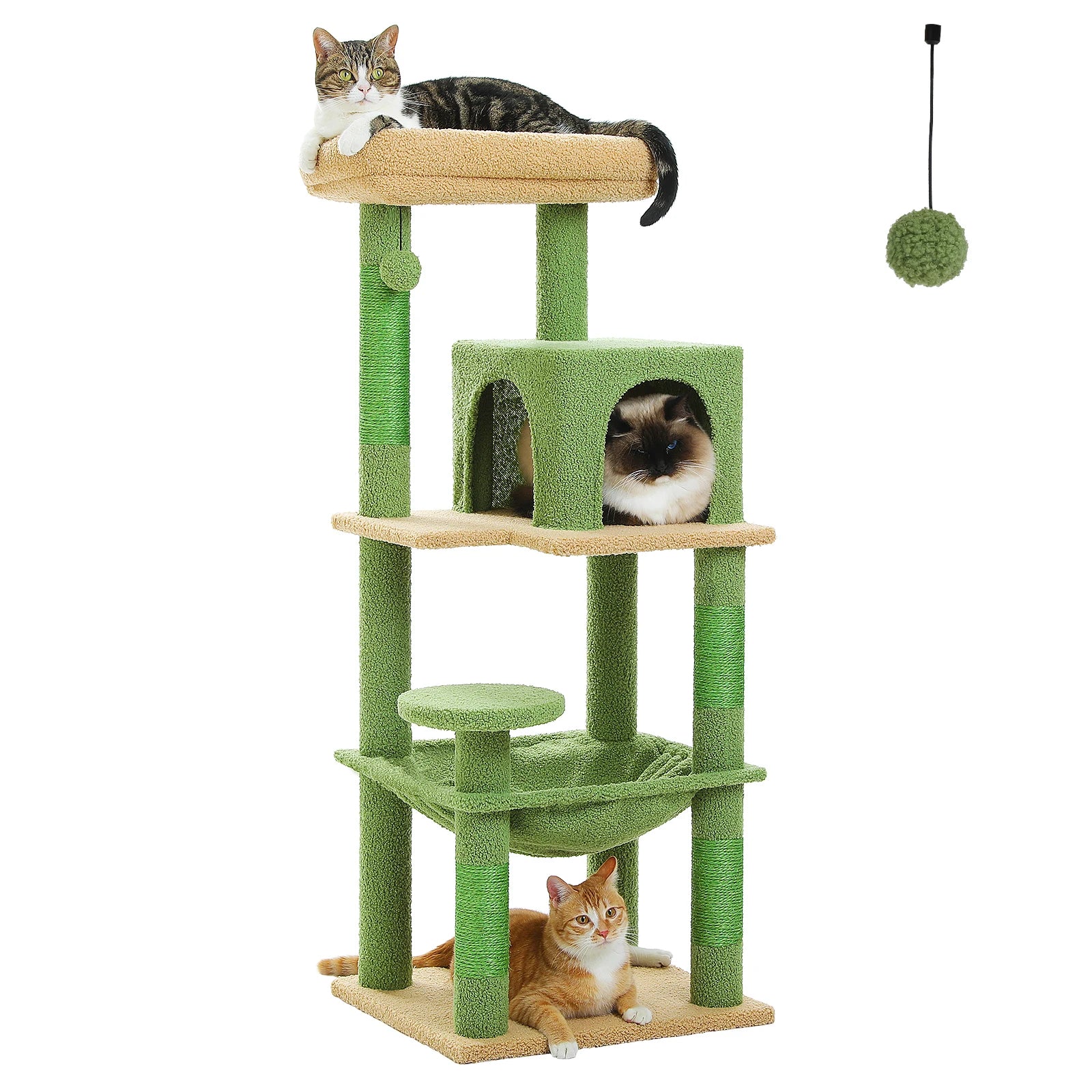 Adjustable Floor-to-Ceiling Cat Tree Tower – Tall Indoor Cat Furniture with Hammock, Cozy Condo & Sisal Scratching Posts
