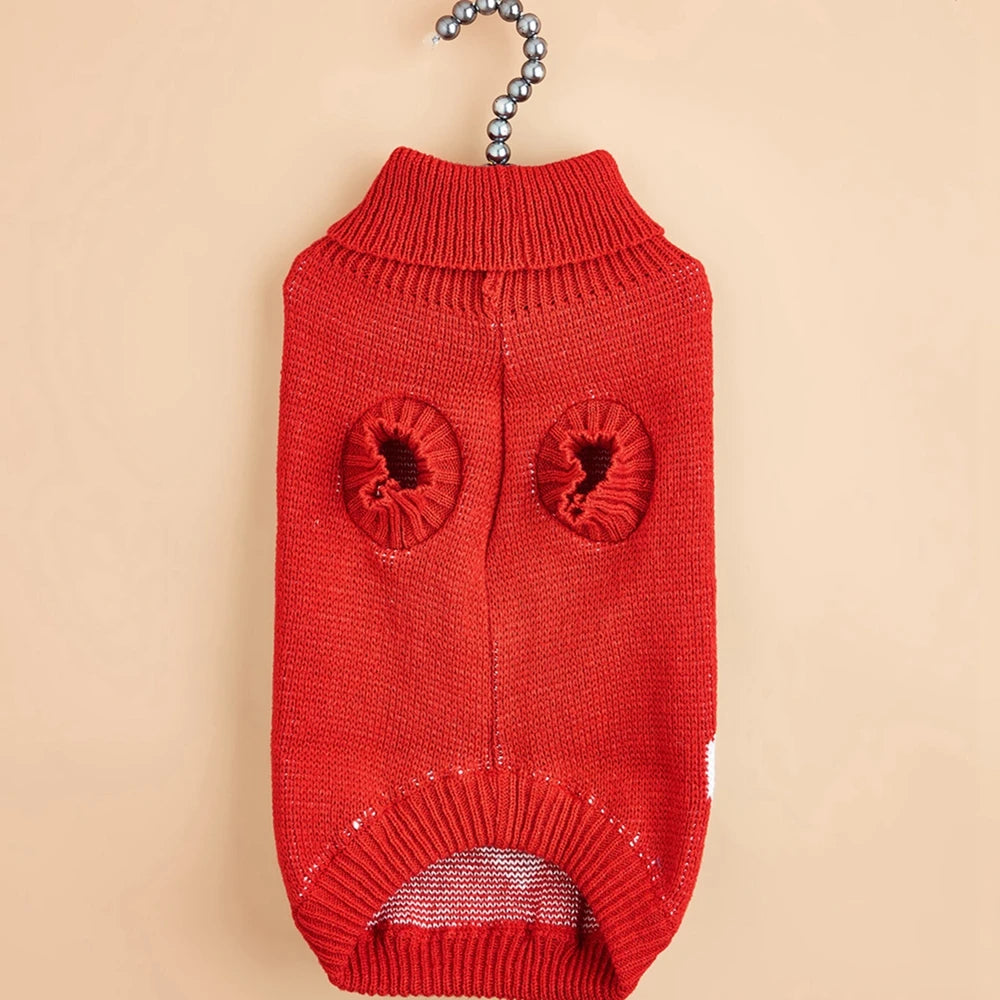 ❤️ Cute Heart Pattern Dog Sweater – Warm Knit Jumper for Dogs & Cats