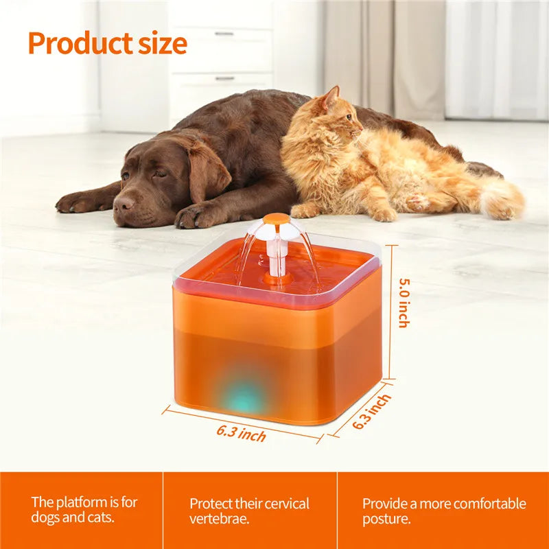 2L Automatic Pet Water Fountain with LED Light – USB Cat & Dog Water Dispenser with Recirculating Filter