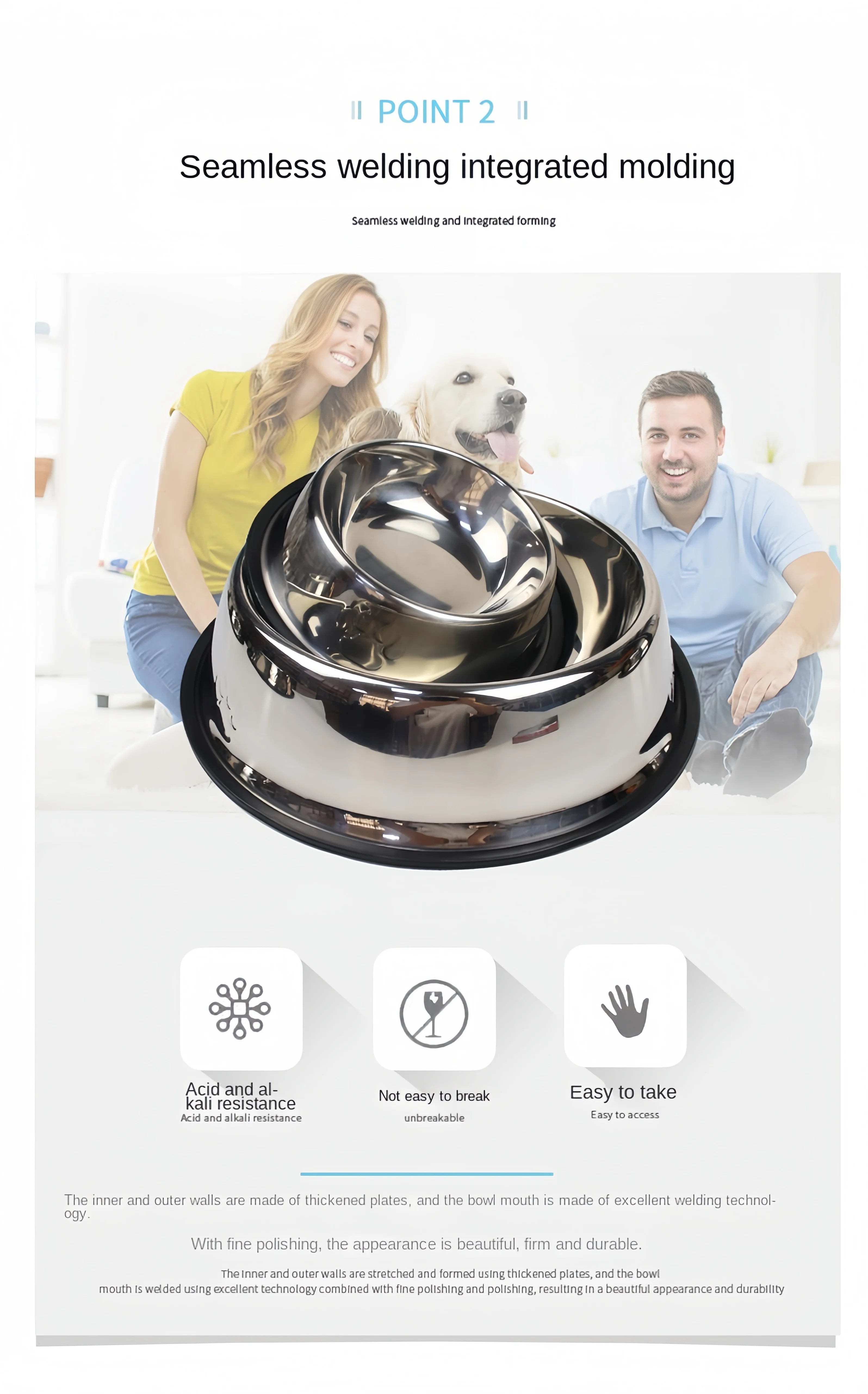 Stainless Steel Pet Bowl – Durable Feeding & Water Dish for Dogs & Cats (6 Sizes)