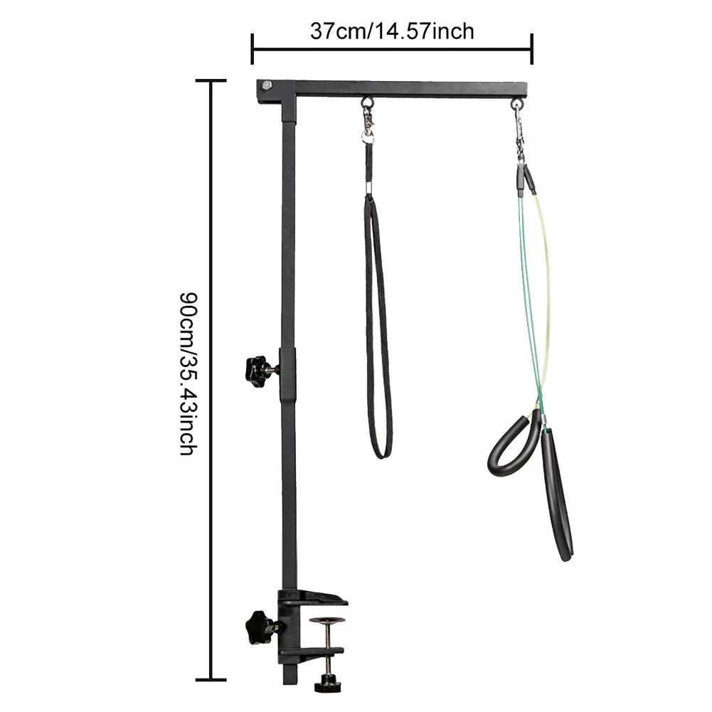 Stainless Steel Dog Grooming Stand with Adjustable Arm & Restraint Rope
