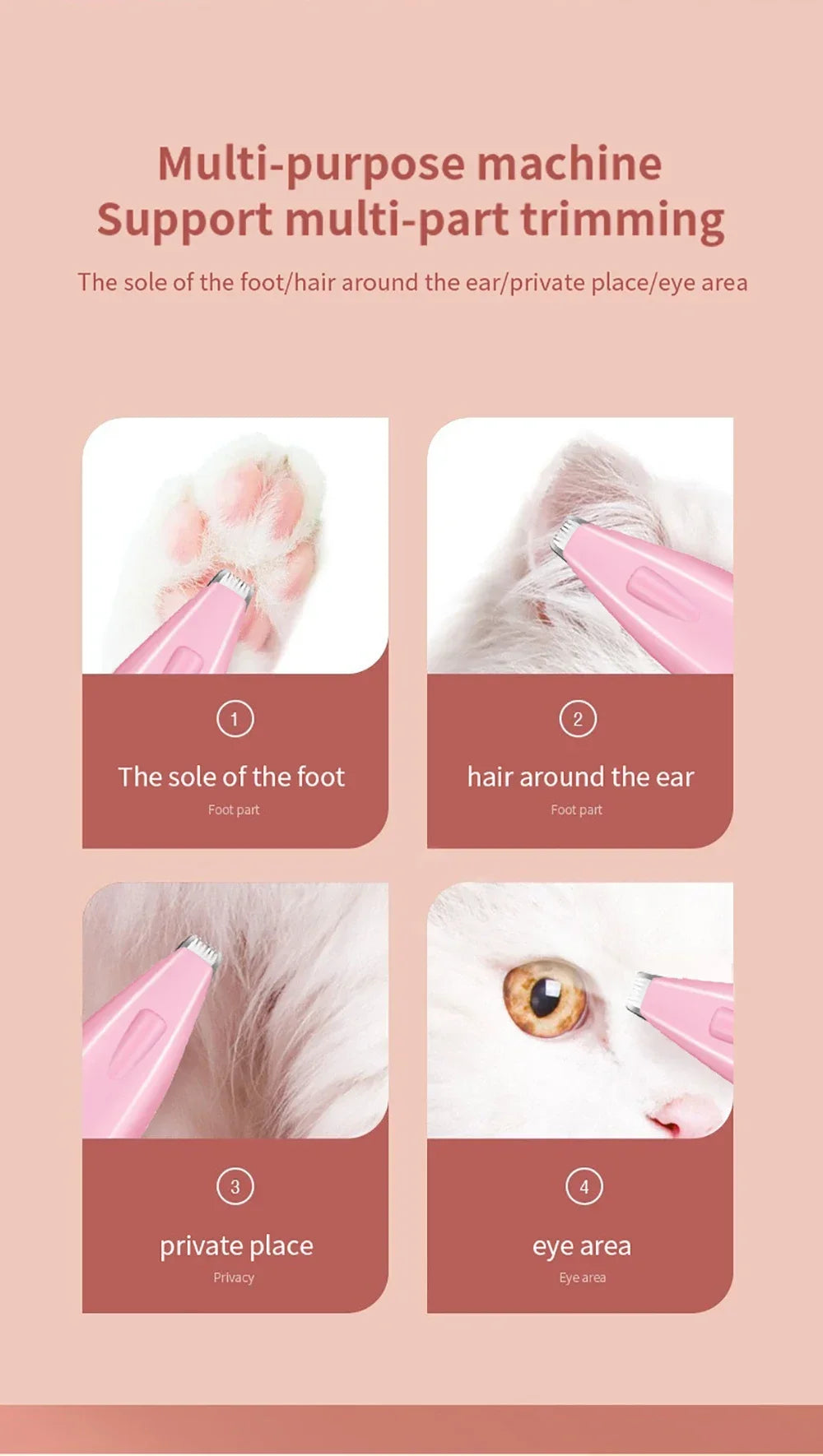 Dog Hair Trimmer – Professional Electric Pet Grooming Clipper for Dogs & Cats, Foot, Ear, Butt, and Paw Hair Cutter