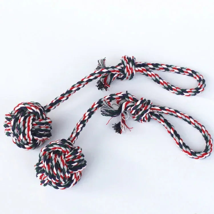 1PC Braided Cotton Rope Ball Dog Toy – Durable Knot Chew Toy for Puppies & Small Dogs | Teeth Cleaning & Interactive Play