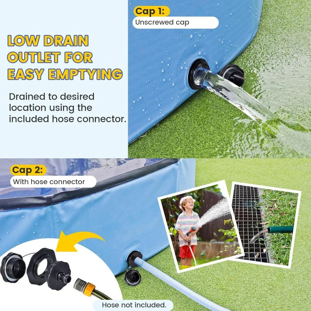 120" Foldable Kids & Dog Pool – Oversized Hard Plastic Shell, Non-Slip Outdoor Bathing Pool