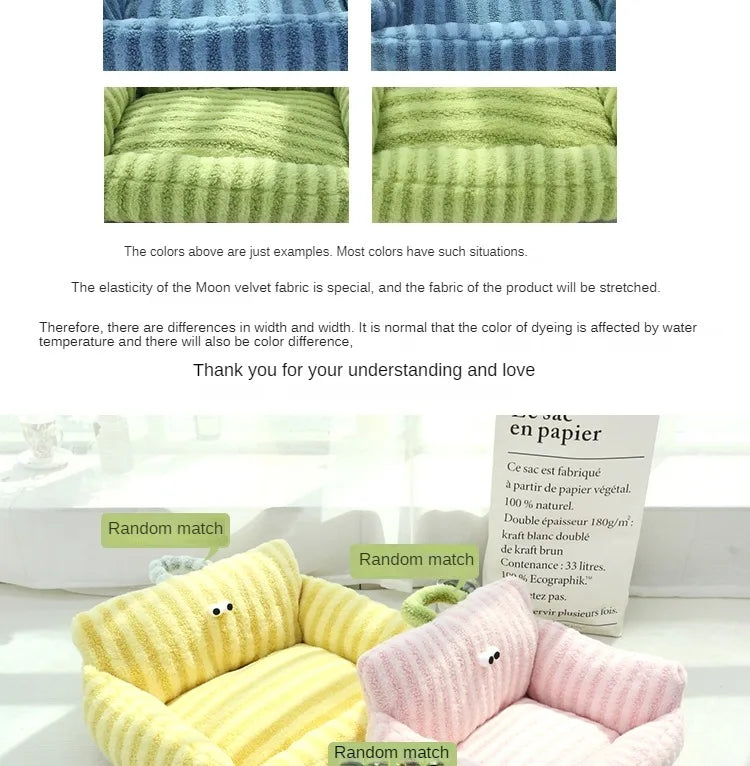 Winter Warm Puppy Sofa Bed – Cozy Cat & Dog Kennel Nest with Cushion Mat