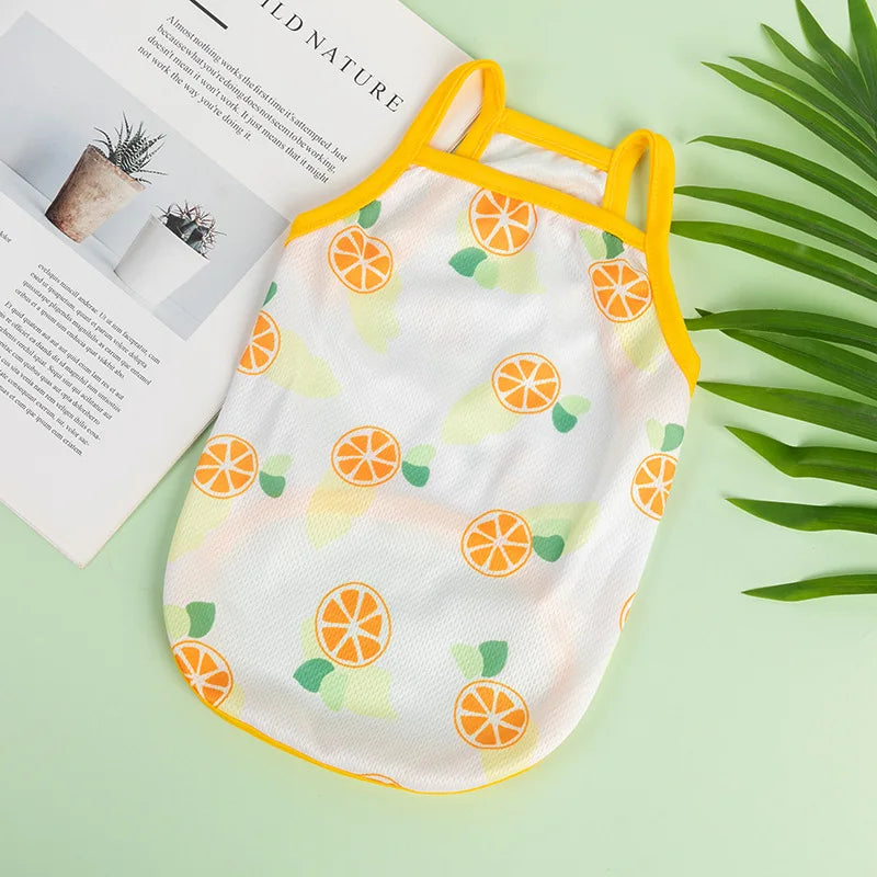Ultra-Thin Summer Cooling Vest for Dogs & Cats – Breathable Fruit Print Pet T-Shirt (XS–XXL)