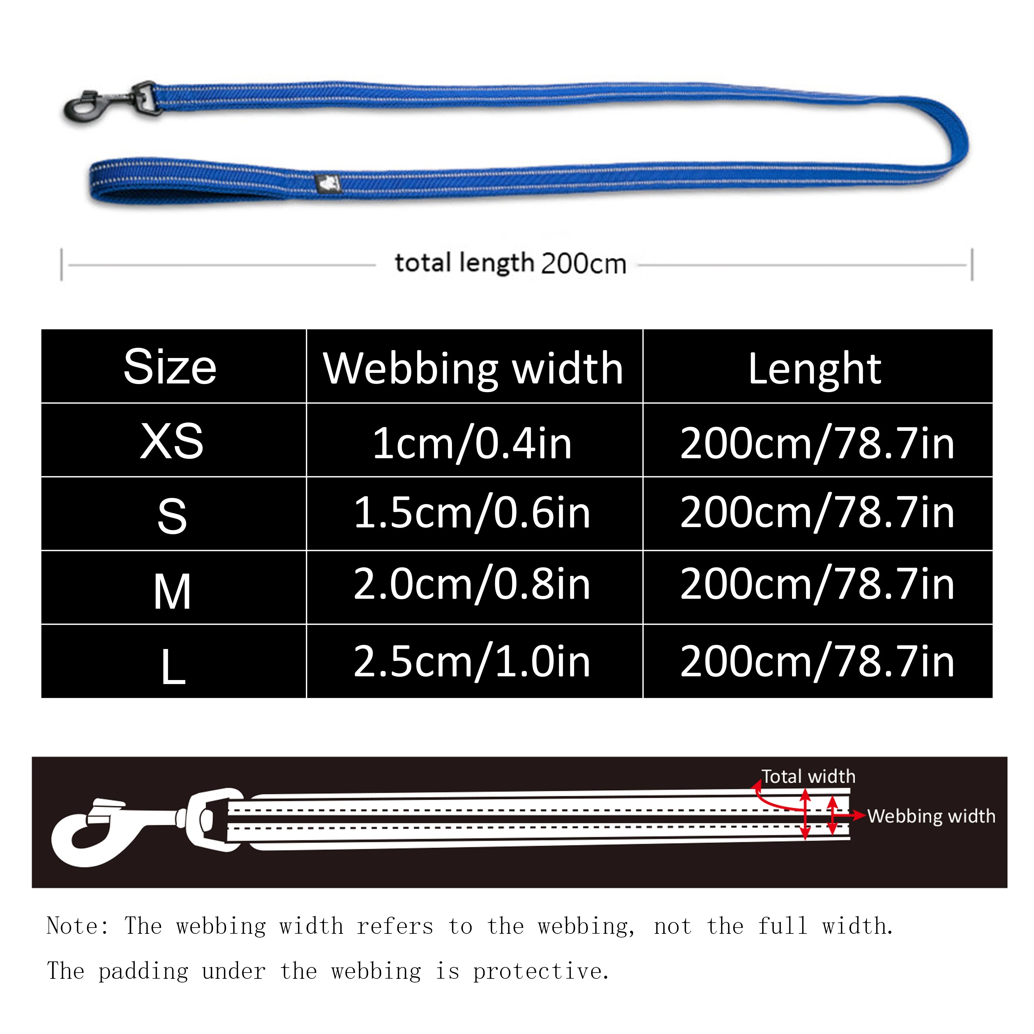 Truelove Reflective Pet Leash – Soft Padded Nylon Lead for Dogs & Cats (200cm)