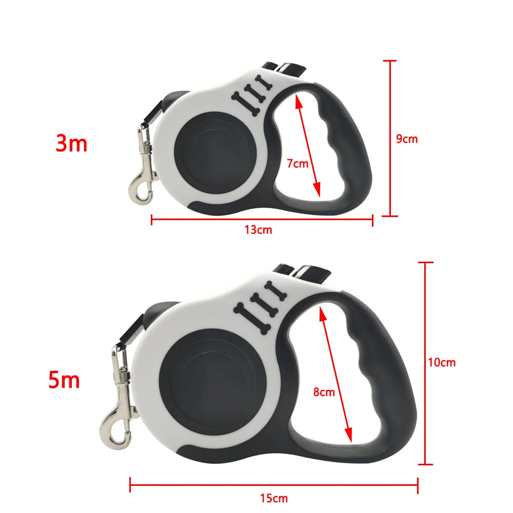 3m/5m Retractable Dog Leash – Strong Nylon Automatic Lead for Small, Medium & Large Dogs Cats