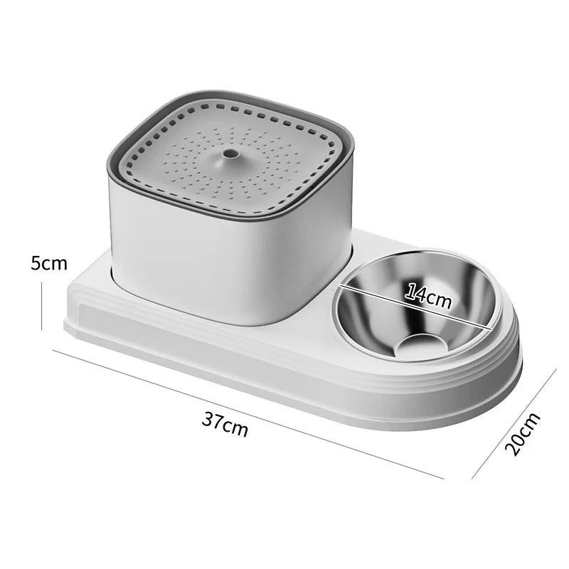 2-in-1 Cat Water Fountain & Feeding Bowl – 3L Automatic Recirculating Pet Dispenser