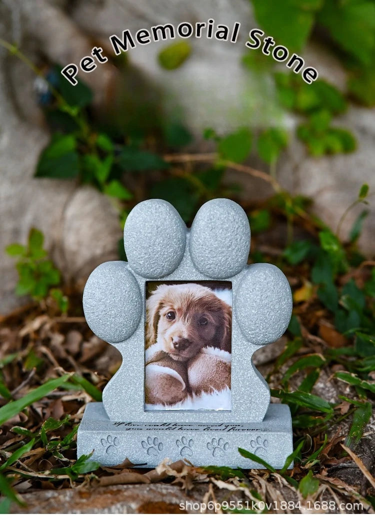 Pawprint Dog Memorial Gift – Pet Loss Sympathy Keepsake with Picture Frame & Grave Marker
