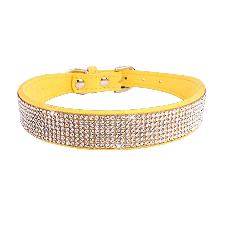 Crystal Glitter Rhinestone Dog Collar – Sparkling Pet Collar with Zinc Alloy Buckle for Small & Medium Dogs and Cats