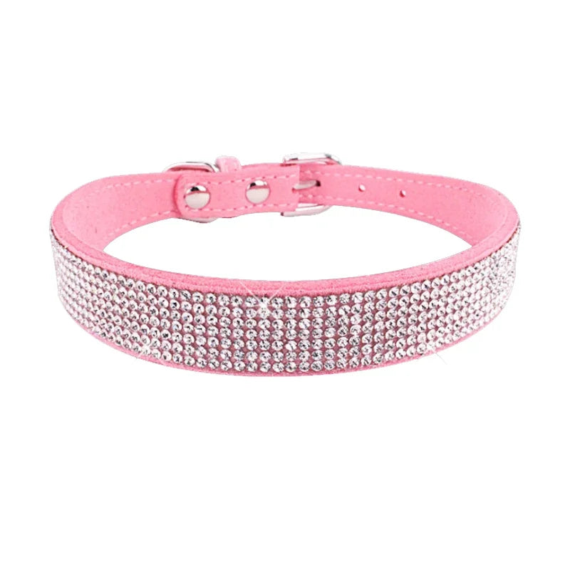 Crystal Glitter Rhinestone Dog Collar – Sparkling Pet Collar with Zinc Alloy Buckle for Small & Medium Dogs and Cats