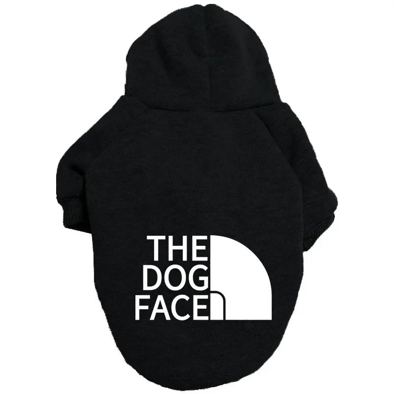 Pet Dog Hoodie – Autumn/Winter Sweatshirt for Large Dogs with “Dog Face” Text Pattern