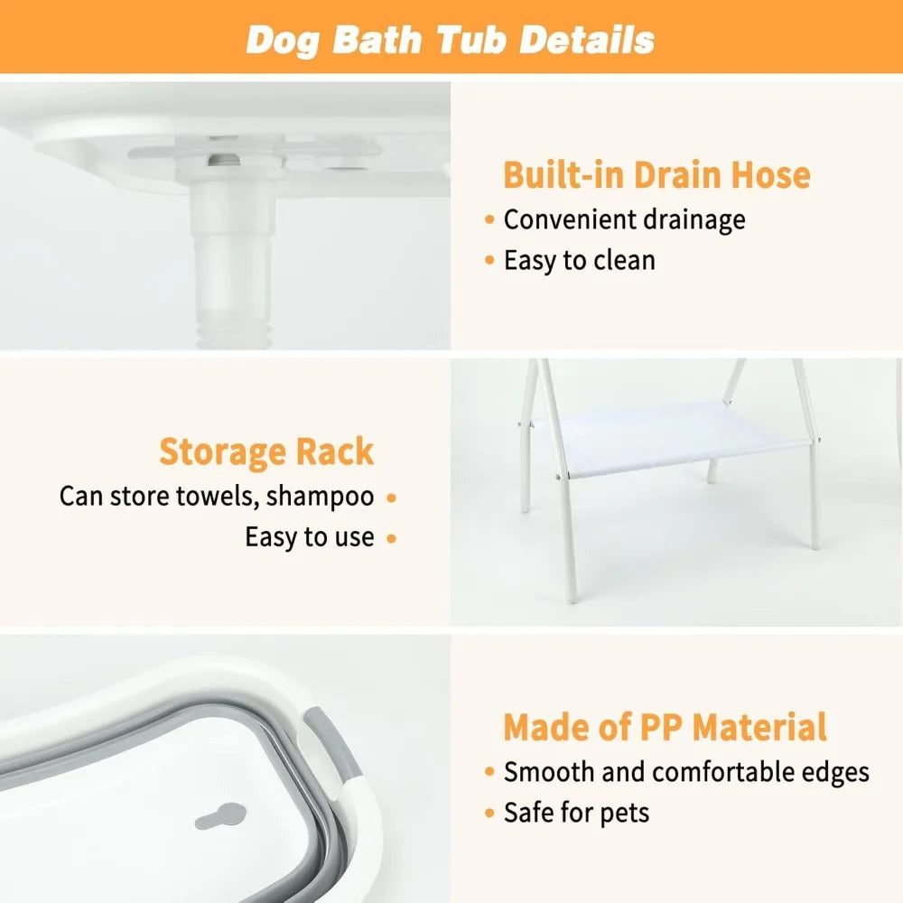 2-in-1 Elevated Dog Bath Tub – Portable Grooming & Shower Station for Small & Medium Dogs