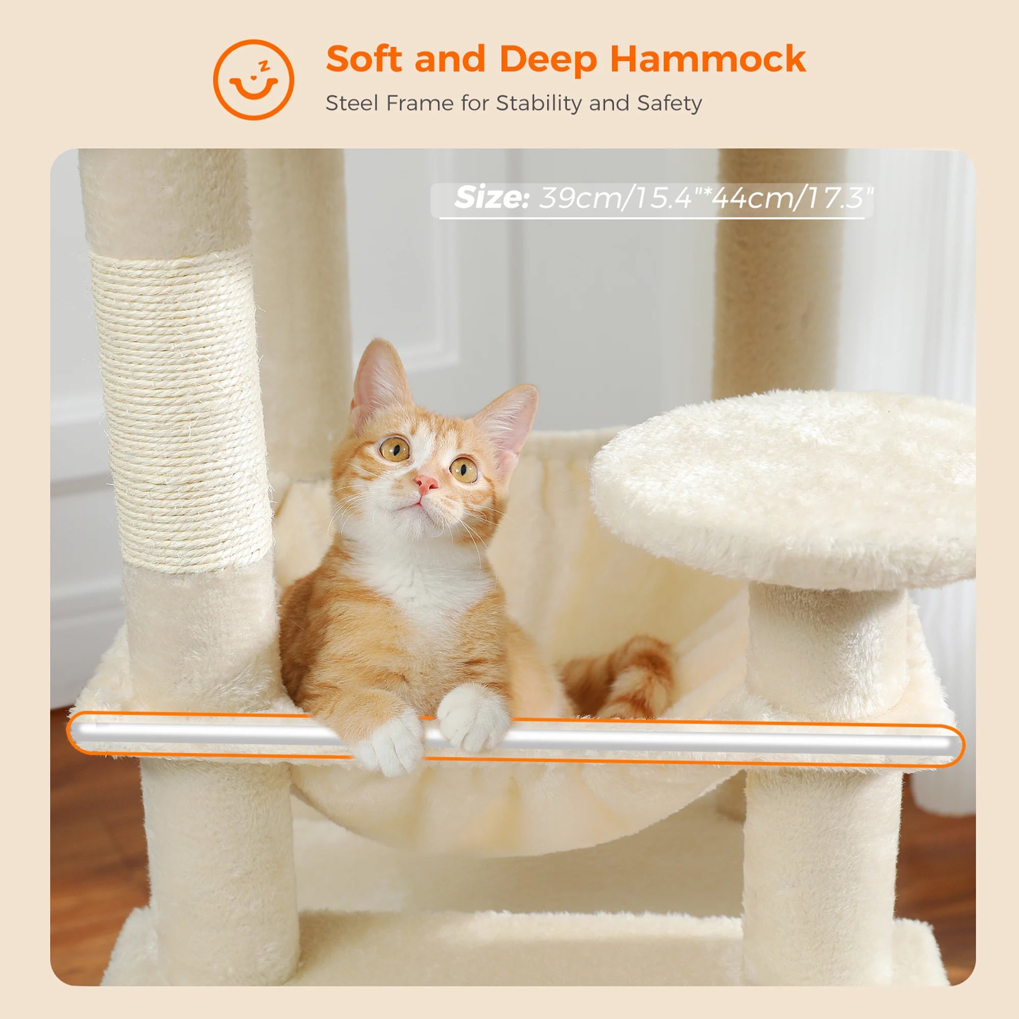 6-Level Multi-Cat Tree Tower with Dual Condos, Double Top Perches, Hammock & 5 Scratching Posts