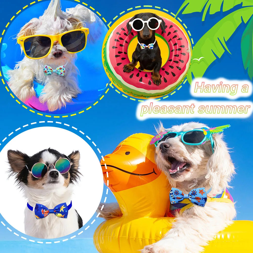 20PCS Summer Dog Bow Tie Set – Handmade Adjustable Collar Accessories for Dogs & Cats | Pet Grooming & Fashion Supply
