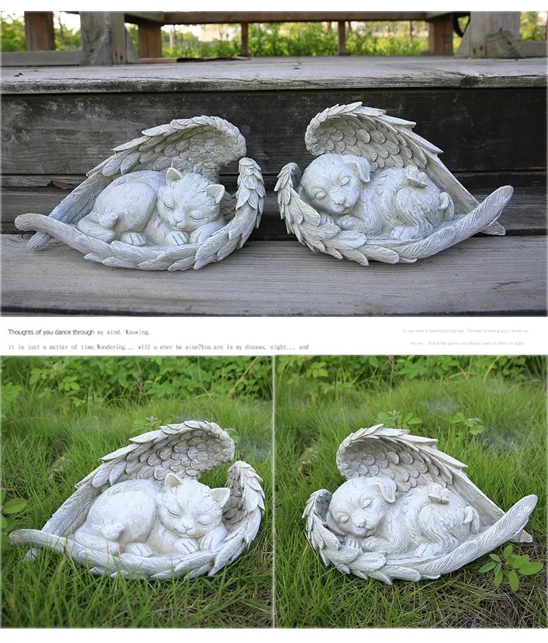 Personalized Pet Memorial Stone – Angel Dog or Cat Resin Tombstone Ornament