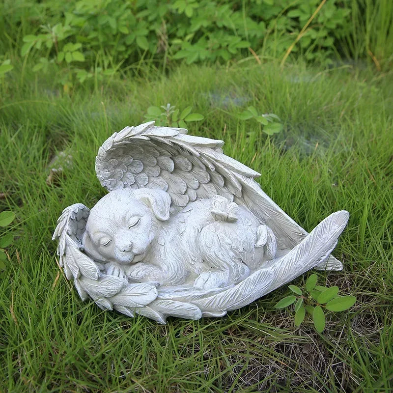 Personalized Pet Memorial Stone – Angel Dog or Cat Resin Tombstone Ornament
