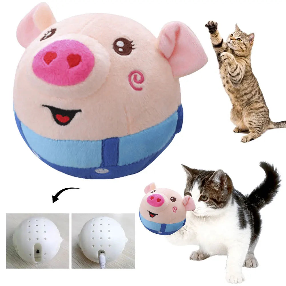 Cartoon Pig Plush Toy – USB Rechargeable Moving Dog & Cat Toy
