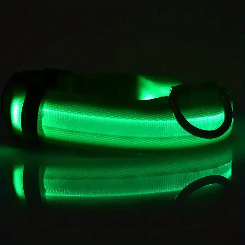 LED Dog Leash & Collar – Nylon Glow-in-the-Dark Safety Set for Night Walks