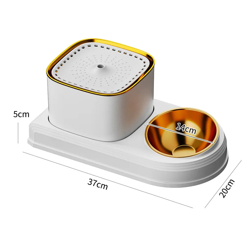 2-in-1 Cat Water Fountain & Feeding Bowl – 3L Automatic Recirculating Pet Dispenser