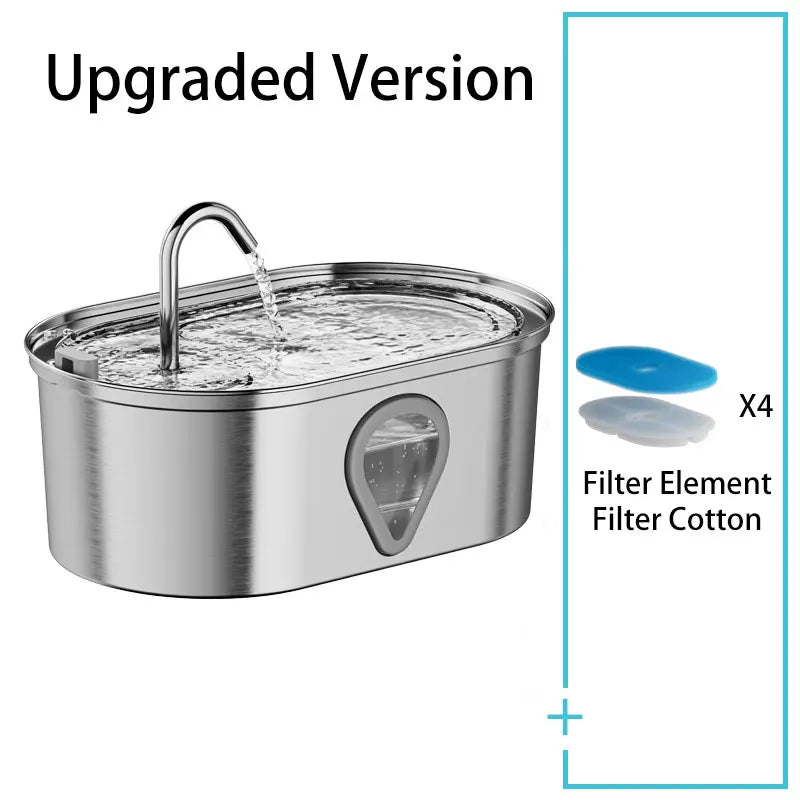 Stainless Steel Pet Water Fountain – Automatic USB Electric Cat & Dog Feeder, Quiet Pump, Smart Drinking Bowl with Filter