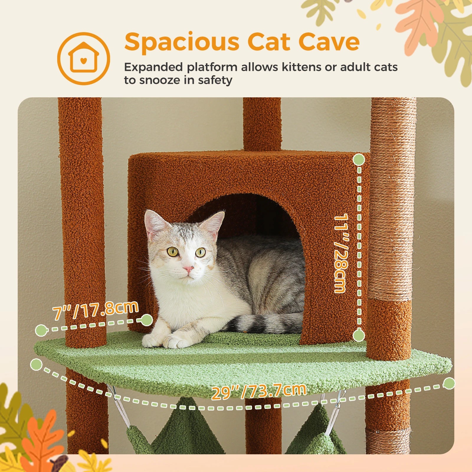 Adjustable Floor-to-Ceiling Cat Tree Tower – Tall Indoor Cat Furniture with Hammock, Cozy Condo & Sisal Scratching Posts