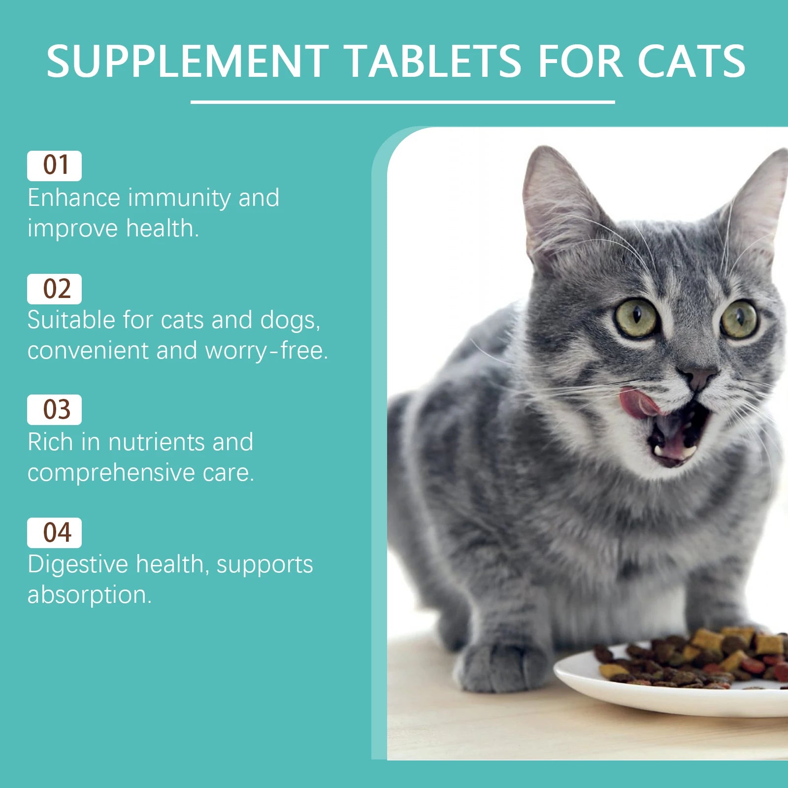 Yegbong Cat Probiotic Tablets – Digestive Health & Nutritional Support Supplement for Cats | Promotes Gut Balance, Absorption & Overall Wellness