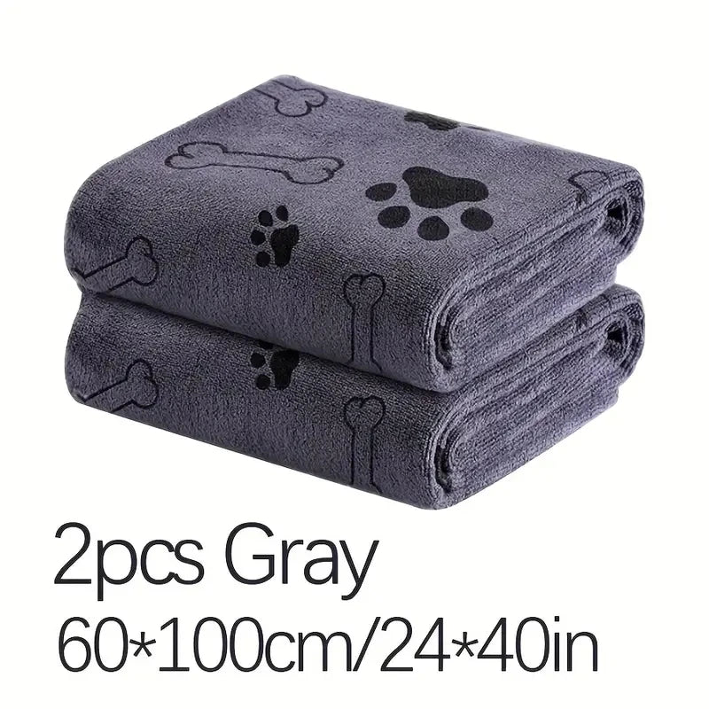 2pcs Soft Microfiber Dog Towels – Quick-Dry & Absorbent Pet Bath and Grooming Towels