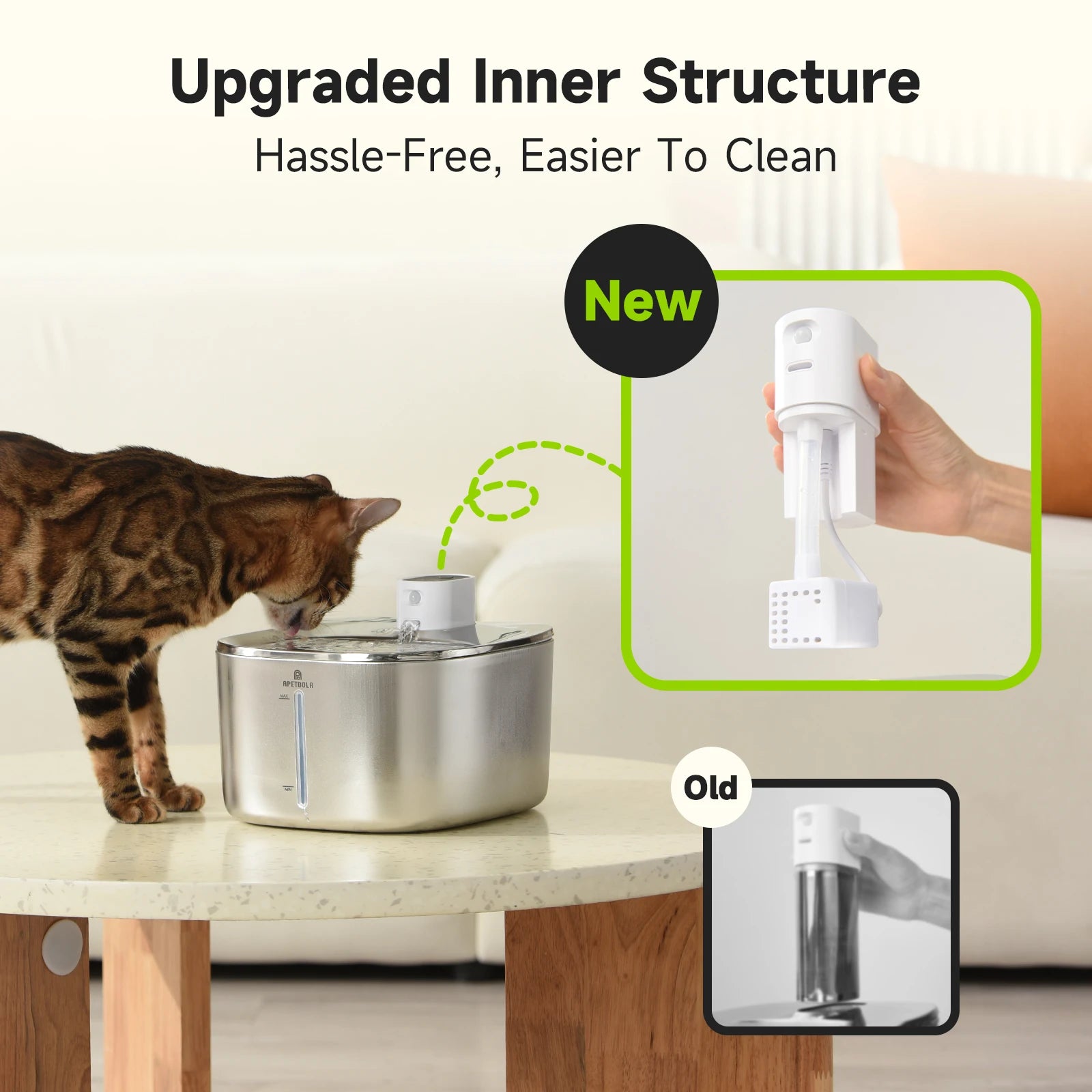 APETDOLA 4L Wireless Cat Water Fountain – Auto Sensor Pet Water Dispenser for Cats & Dogs