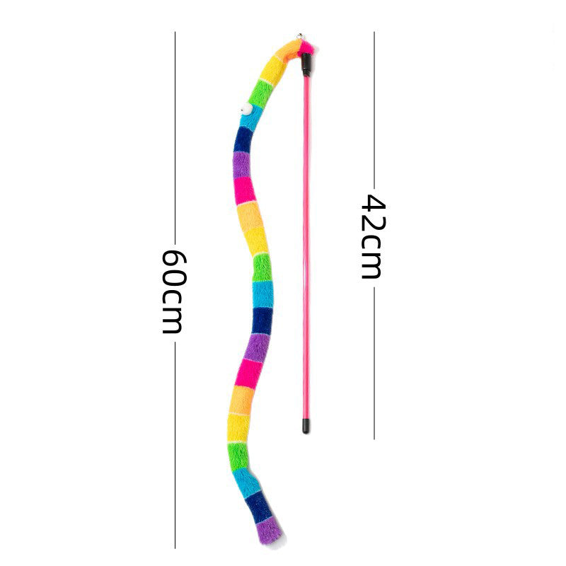 Caterpillar Cat Teaser Wand – Colorful Feather Toy for Interactive Play