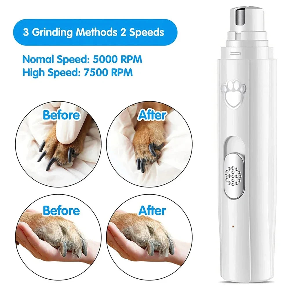 Electric Dog Nail Grinder – USB Rechargeable Pet Nail Clipper & Trimmer with Polisher Wheel for Dogs & Cats