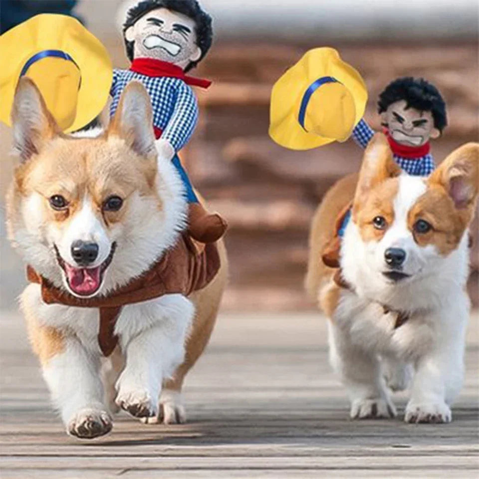 Funny Cowboy Dog Costume – Halloween Party Jacket Outfit for Small & Large Dogs (French Bulldog, Chihuahua)
