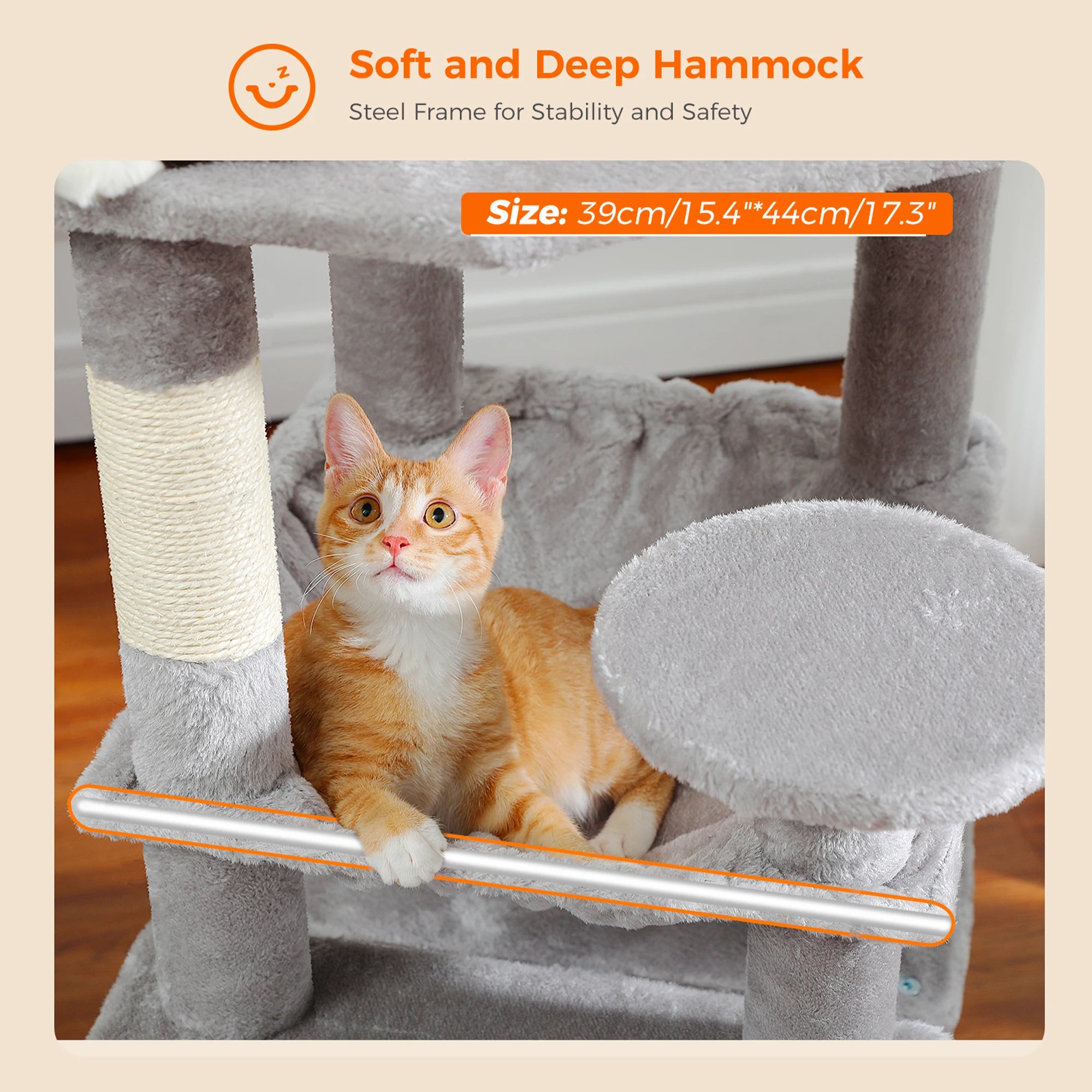 6-Level Multi-Cat Tree Tower with Dual Condos, Double Top Perches, Hammock & 5 Scratching Posts