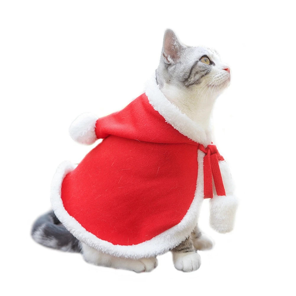 Christmas Pet Cloak – Santa & Elk Cosplay Hoodie Costume for Cats & Small Dogs