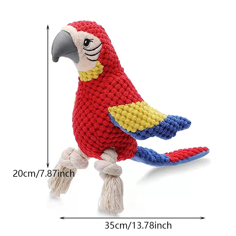 Indestructible Plush Parrot Dog Toy – Squeaky Stuffing-Free Durable Toy for Small & Large Dogs