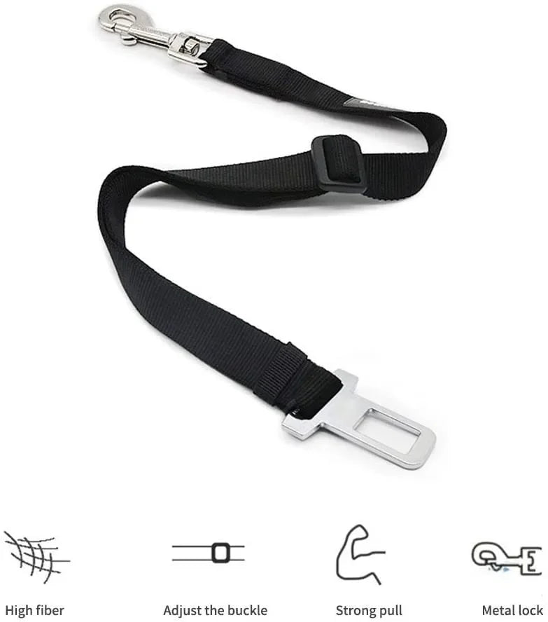 Dog Car Seat Belt – Adjustable Safety Harness Clip for Dogs & Cats