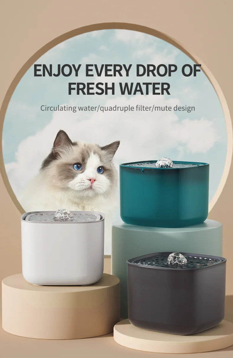 101oz/3L Automatic Pet Water Fountain with Induction Sensor – USB Quiet Cat & Dog Water Dispenser