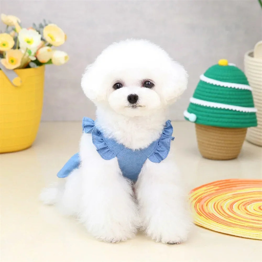 Dog Denim Dress – Cute Princess Skirt for Small & Medium Dogs, Summer Wedding Outfit