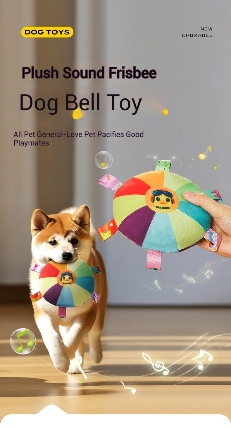 Plush Dog Frisbee Toy – Sound-Making, Bite-Resistant Flying Disc for Interactive Play & Chewing
