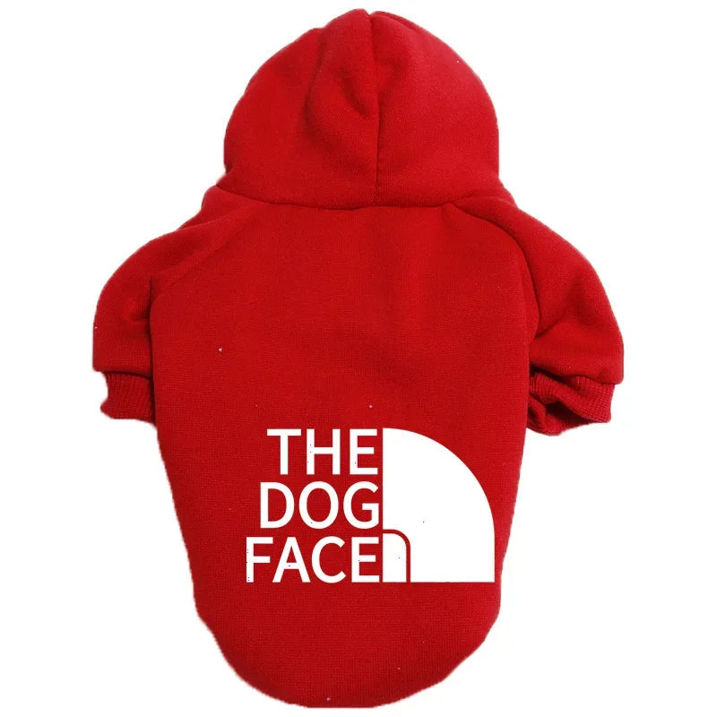 Pet Dog Hoodie – Autumn/Winter Sweatshirt for Large Dogs with “Dog Face” Text Pattern