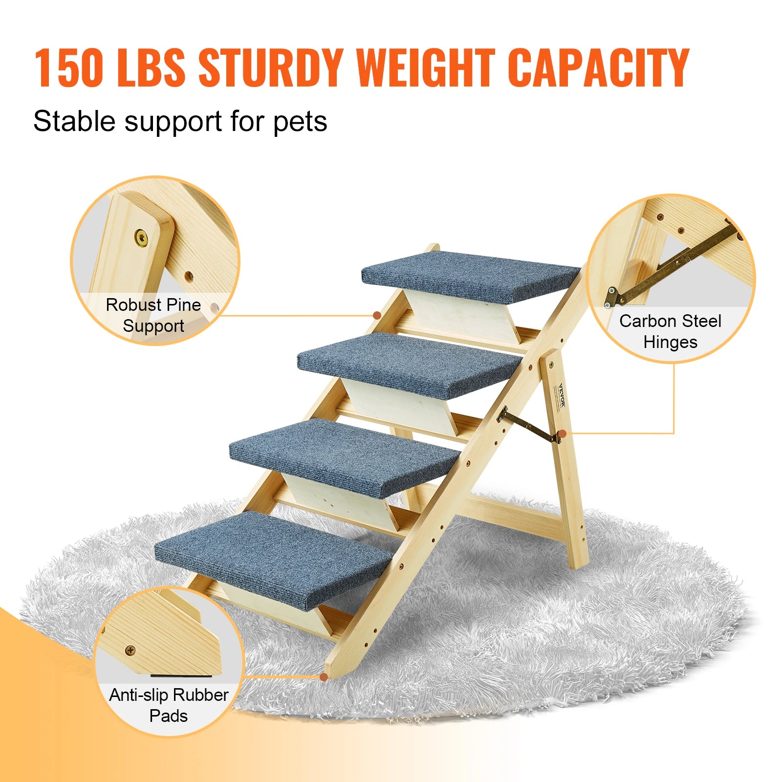SucceBuy Wooden Pet Steps & Ramp Combo – 2-in-1 Foldable Design for Small to Large Pets