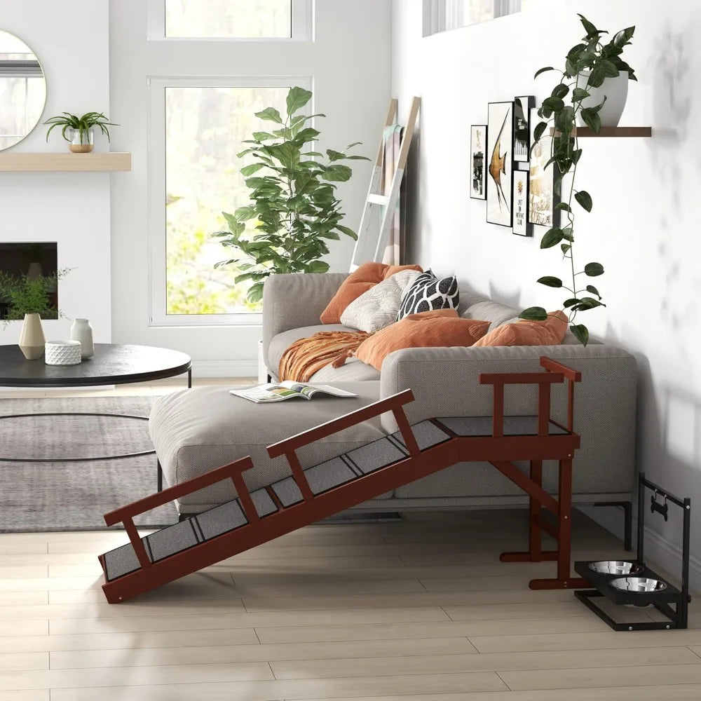 60" Dog Ramp with Removable Guardrails – Non-Slip Pet Ramp for Bed & Couch