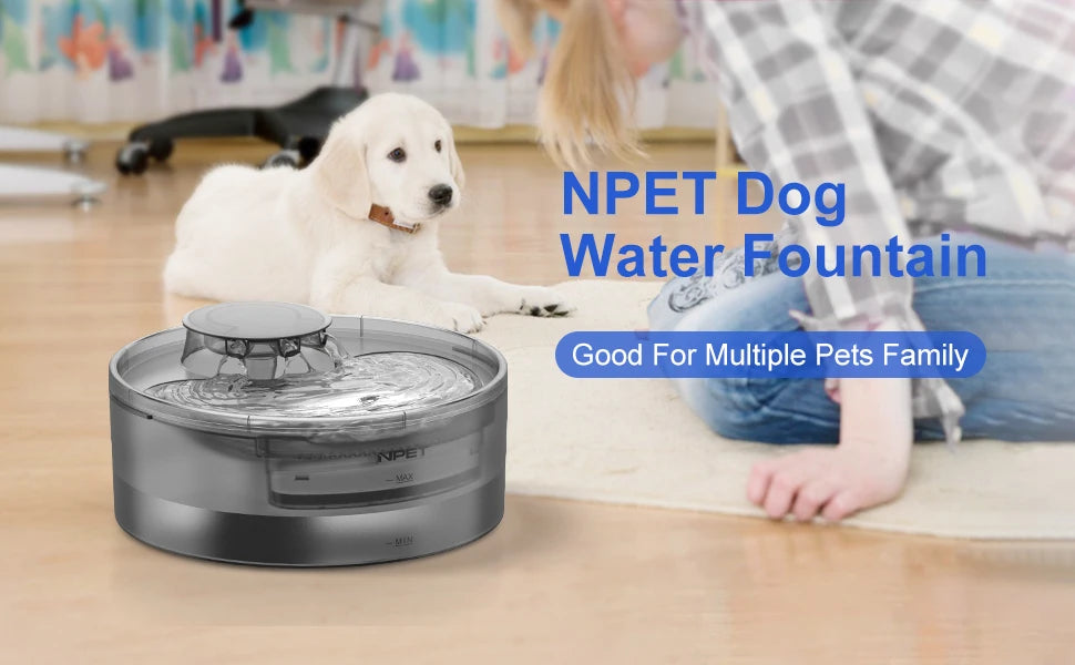 NPET DF10 Large Dog Water Fountain – 170oz / 5L Automatic Pet Water Dispenser for Dogs, Cats & Multiple Pets