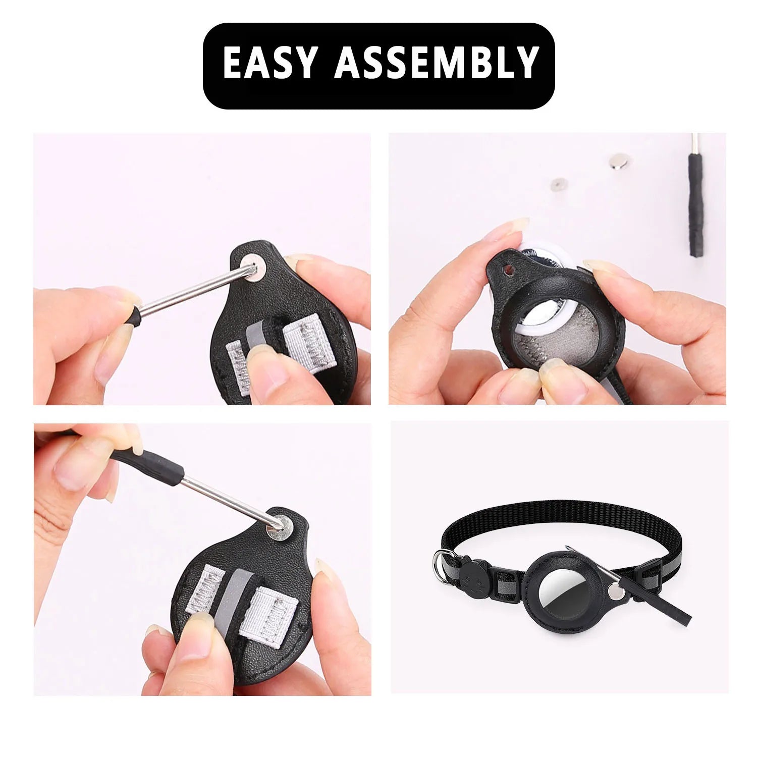 Cat AirTag Holder Collar – Breakaway Adjustable Kitten Collar with Reflective Strips, Waterproof Bell & AirTag Case
